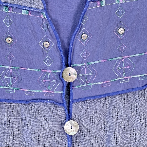 Nancy Bolen Women’s Boho Linen Blend Jacket Blue Small Lagenlook - Picture 3 of 10